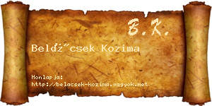 Belácsek Kozima névjegykártya